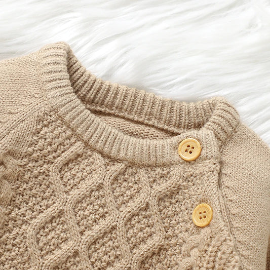 סט סריג חורפי לתינוקות ופעוטות | חולצה ארוכה + מכנס תואם