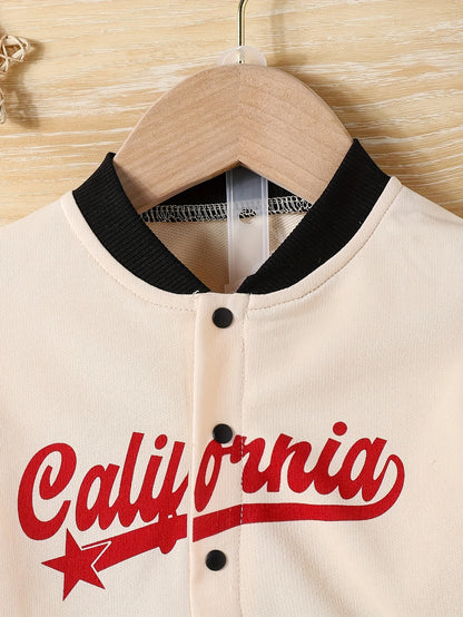 סט בגדי תינוקות דגם Cartoon – חולצה ארוכה + מכנס תואם עם כפתורים