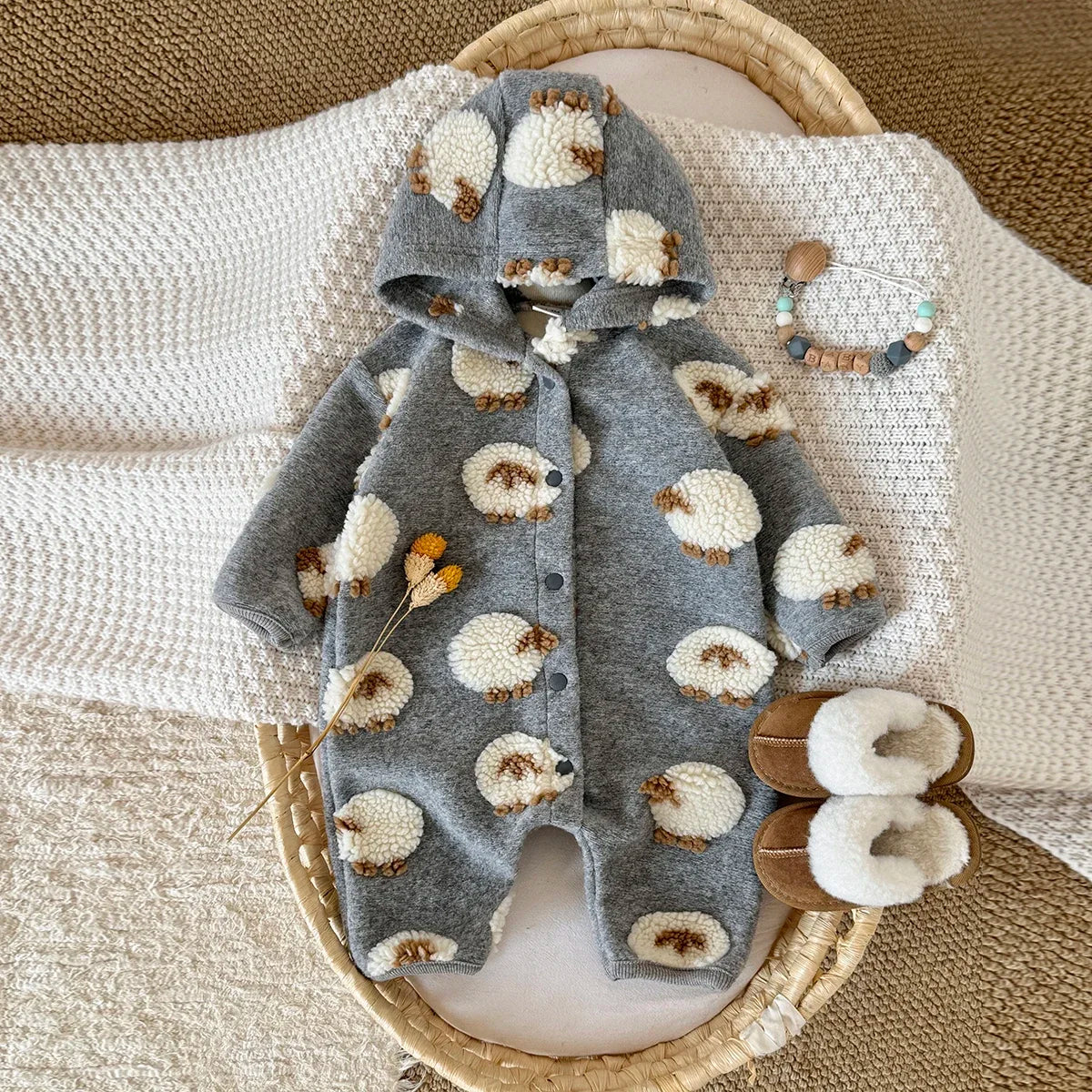 אוברול כותנה דגם כבשים מהמם