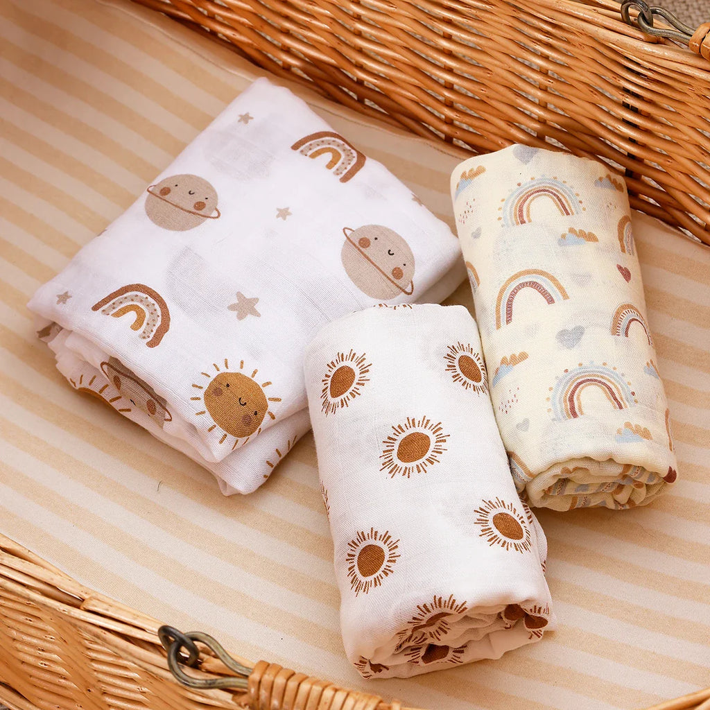 סט 3 שמיכות כותנה קלאסיות