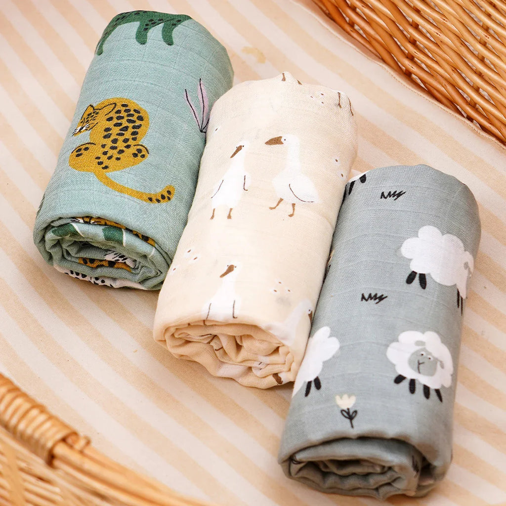 סט 3 שמיכות כותנה קלאסיות