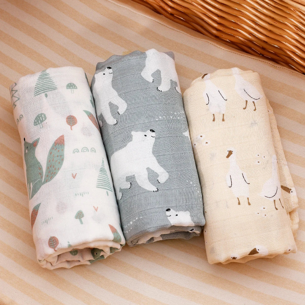 סט 3 שמיכות כותנה קלאסיות